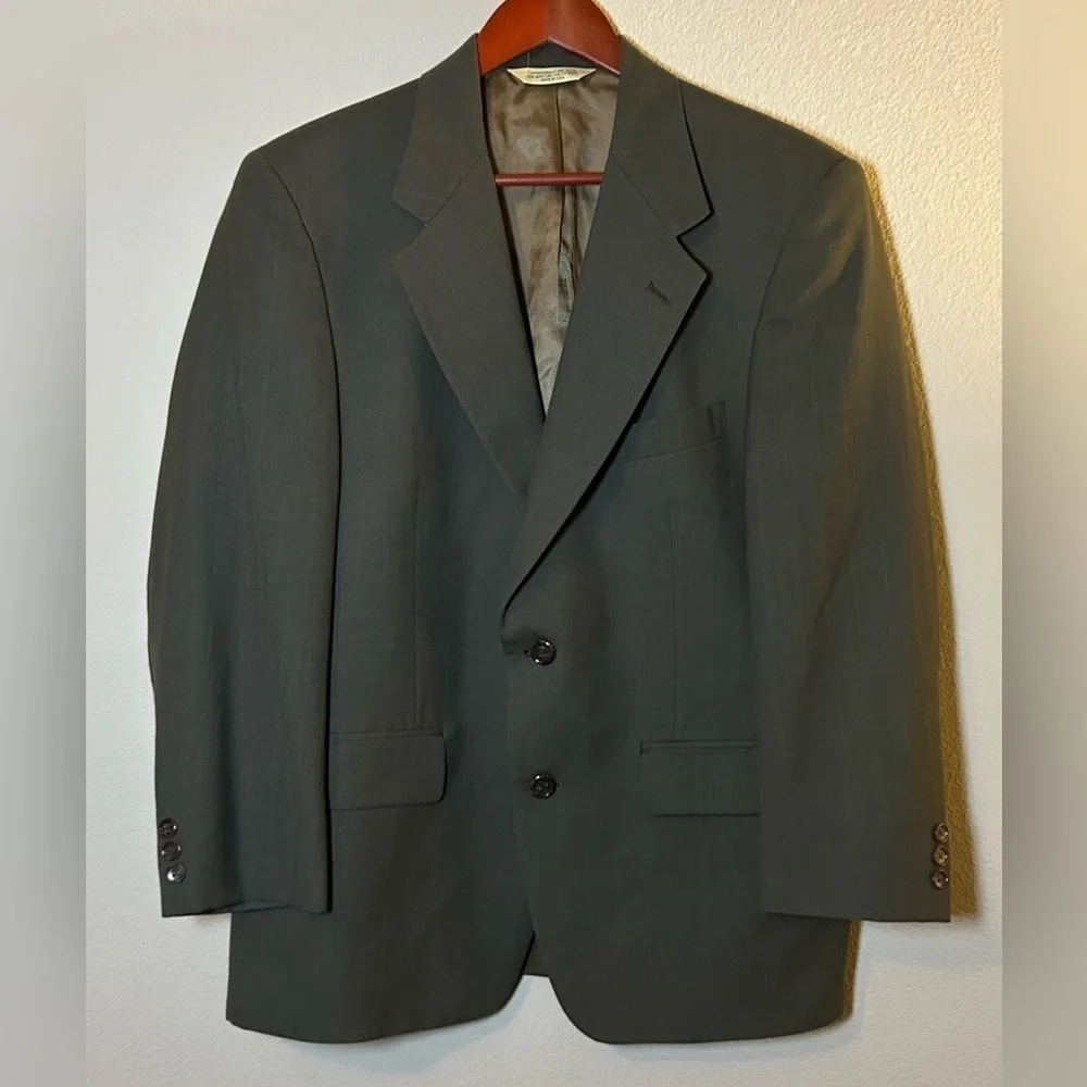 Men’s Sport Coat 40R Executive Collection Light Black 2 Button Blazer Jacket
